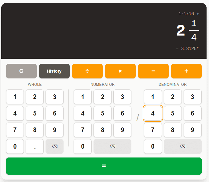 Fractional calculator preview