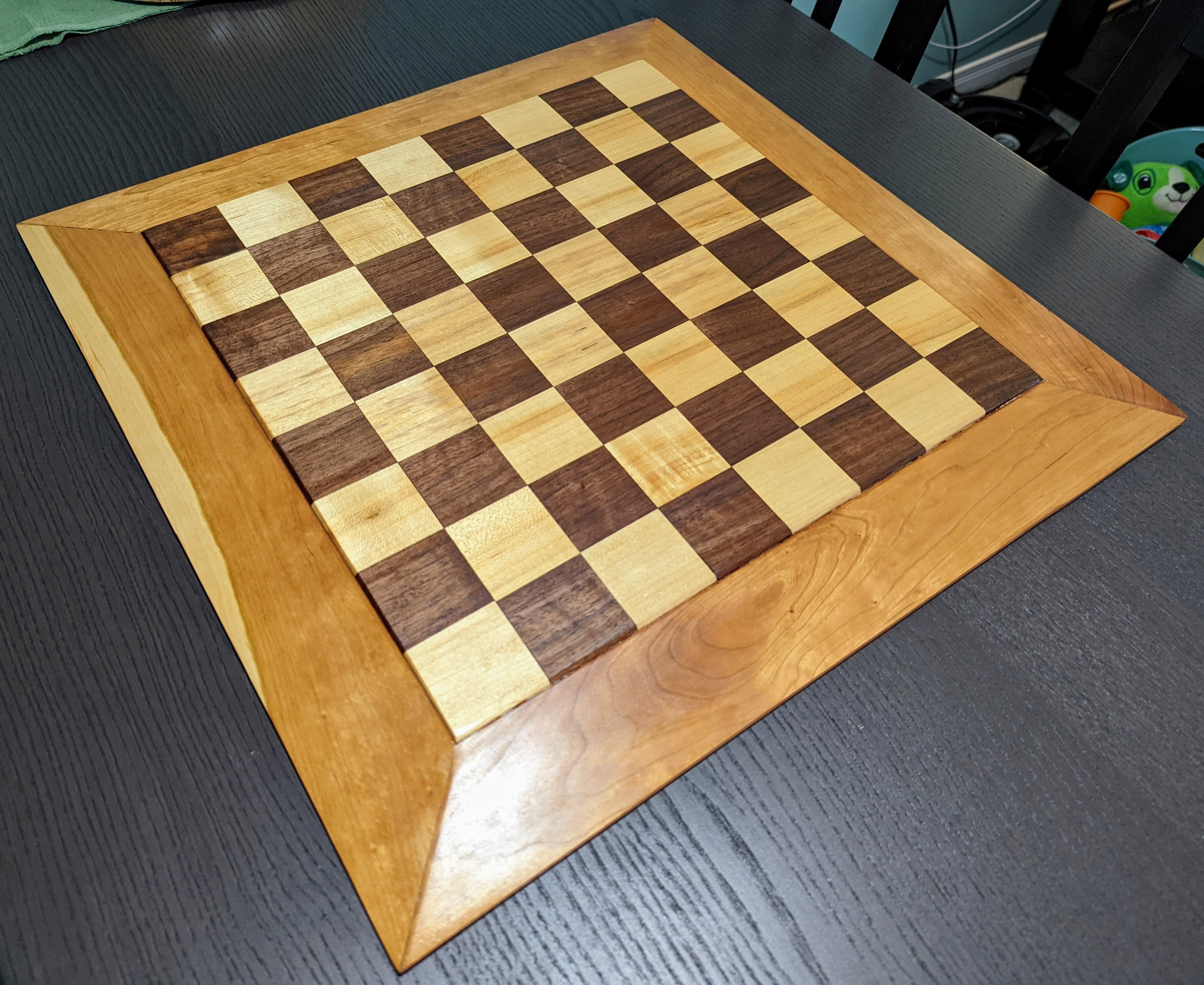 Woodworking project - chessboard walnut cherry maple