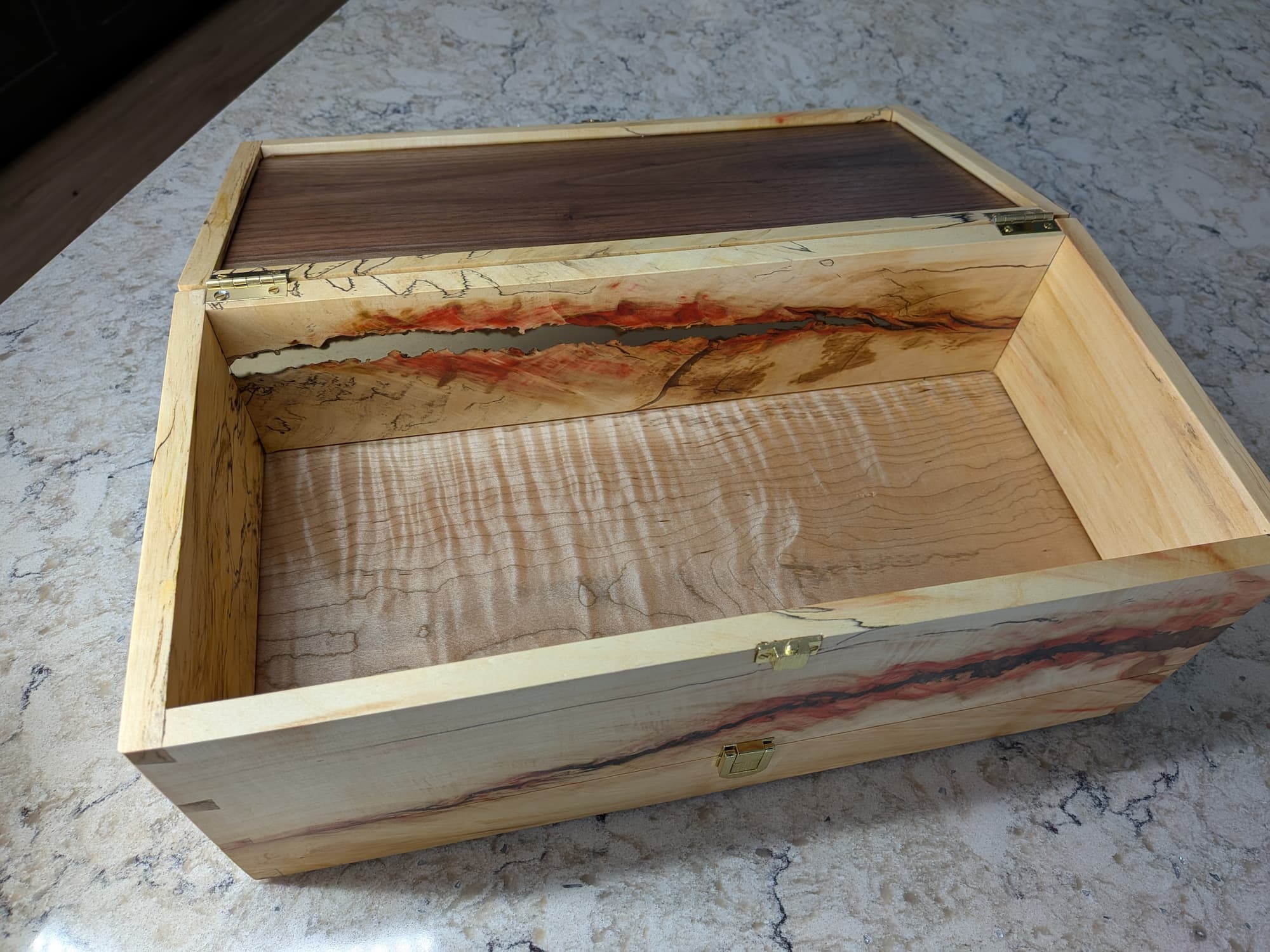 Woodworking project - box dovetails manitoba maple open