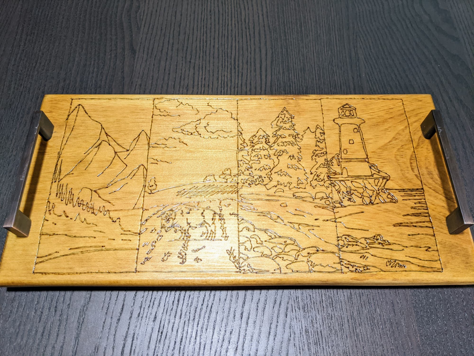 Woodworking project - serving tray pyrography